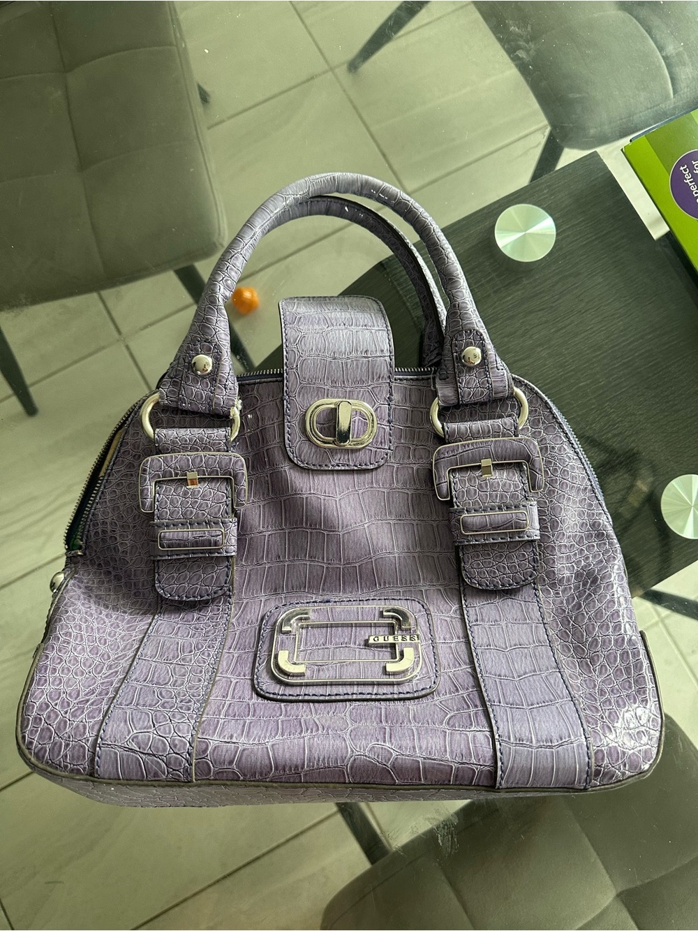 Guess Purple Croc-Embossed Purse